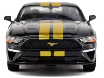 2018 Ford Mustang GT 5.0 Black with Gold Stripes and Graphics "Midnight Eclipse" Series 1/24 Diecast Model Car