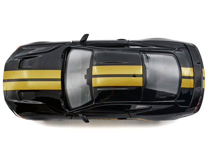 2018 Ford Mustang GT 5.0 Black with Gold Stripes and Graphics "Midnight Eclipse" Series 1/24 Diecast Model Car