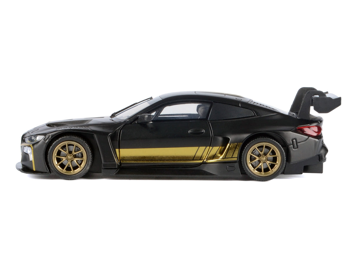 BMW M4 GT3 Matt Black with Gold Stripes "Midnight Eclipse" Series 1/24 Diecast Model Car
