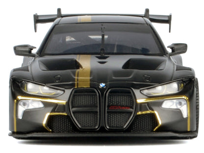 BMW M4 GT3 Matt Black with Gold Stripes "Midnight Eclipse" Series 1/24 Diecast Model Car