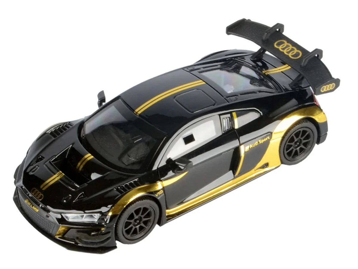 Audi R8 LMS GT3 Black with Gold Stripes and Graphics "Midnight Eclipse" Series 1/24 Diecast Model Car