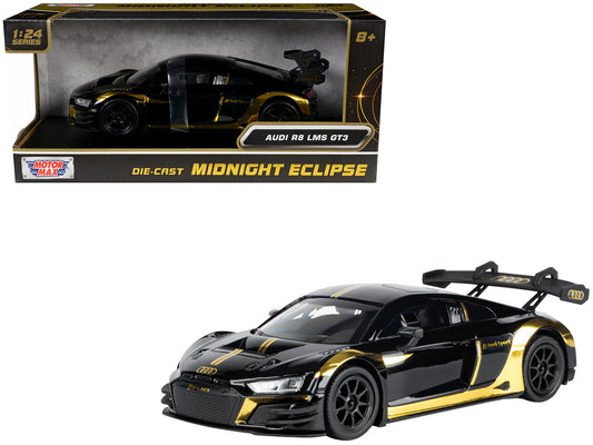 Audi R8 LMS GT3 Black with Gold Stripes and Graphics "Midnight Eclipse" Series 1/24 Diecast Model Car