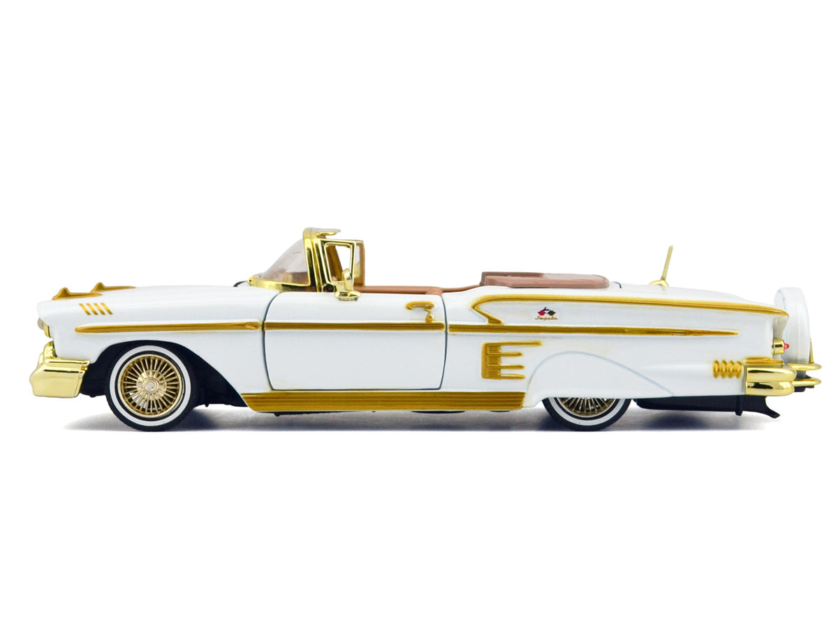 1958 Chevrolet Impala White Metallic with Gold Accents "Luxe Legends" Series 1/24 Diecast Model Car