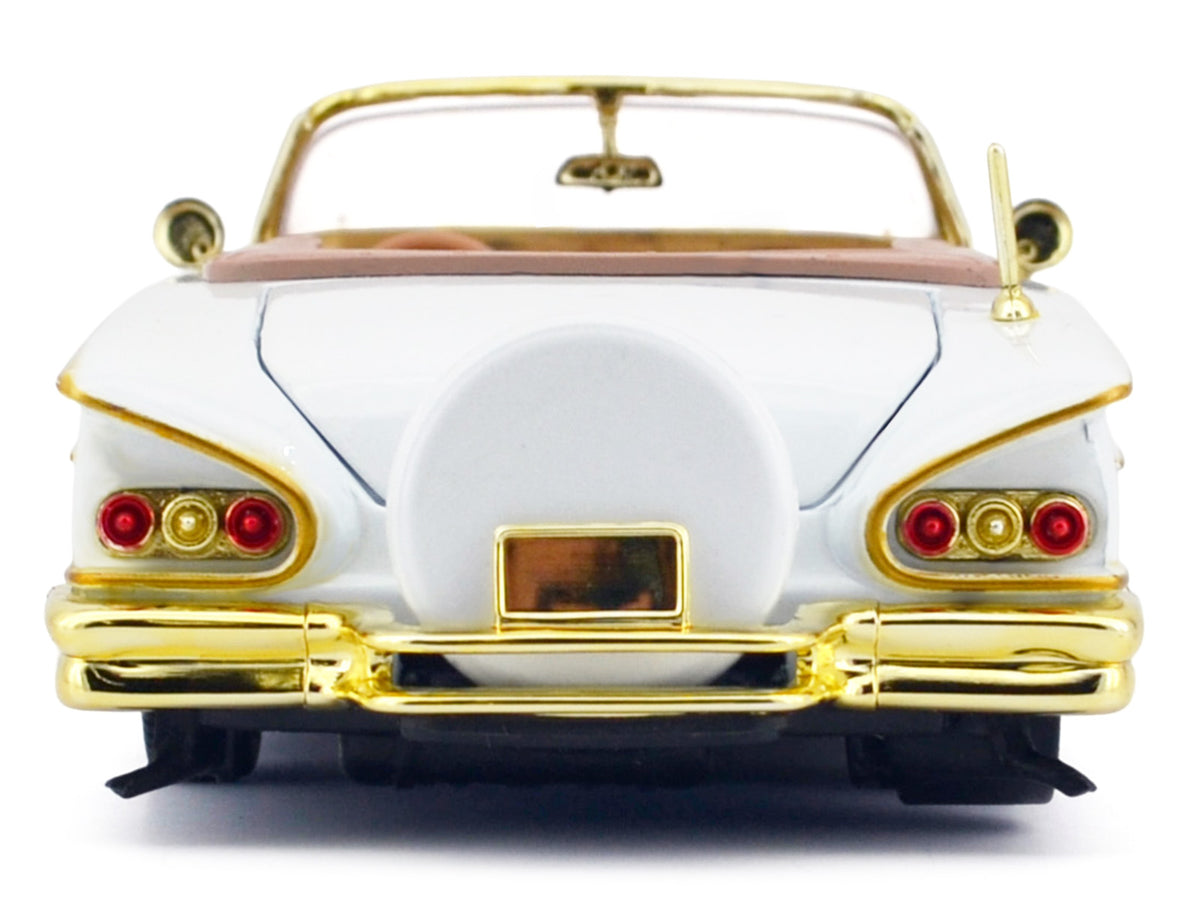 1958 Chevrolet Impala White Metallic with Gold Accents "Luxe Legends" Series 1/24 Diecast Model Car