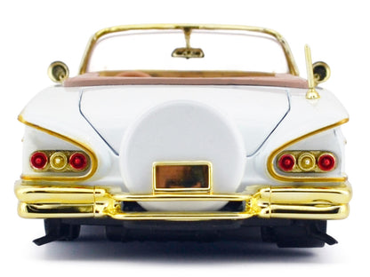1958 Chevrolet Impala White Metallic with Gold Accents "Luxe Legends" Series 1/24 Diecast Model Car