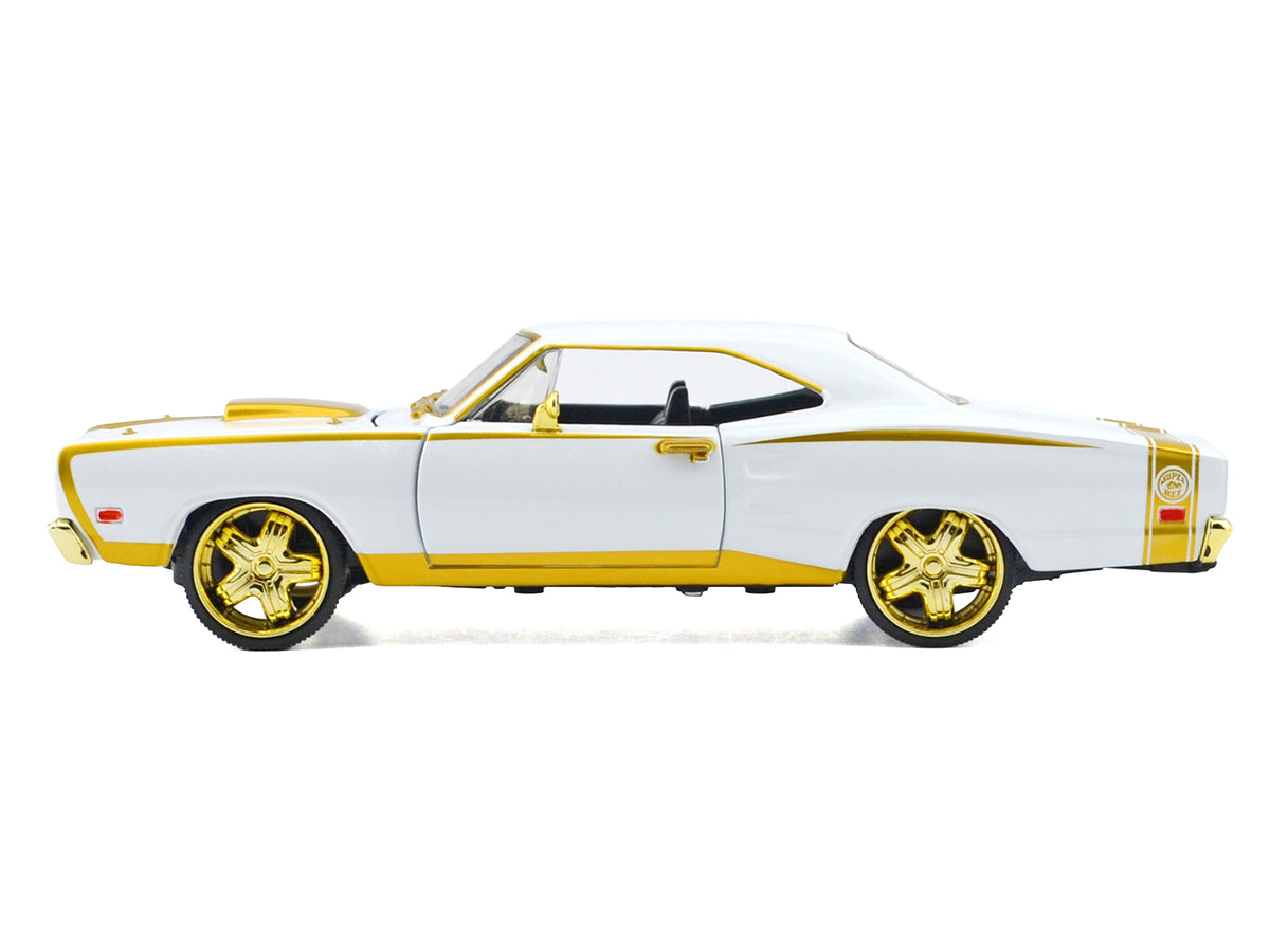 1969 Dodge Coronet Super Bee White Metallic with Gold Accents "Luxe Legends" Series 1/24 Diecast Model Car