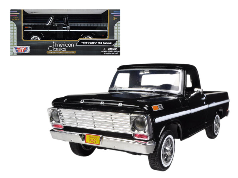 1969 Ford F-100 Pickup Truck Black 1/24 Diecast Model Car