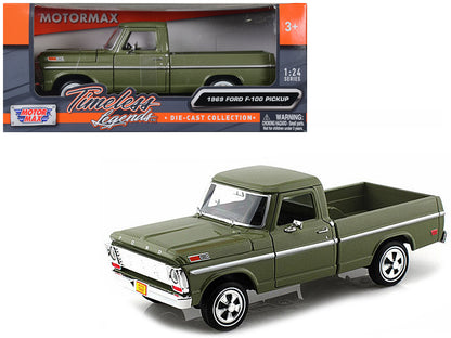 1969 Ford F-100 Pickup Truck Green 1/24 Diecast Model Car