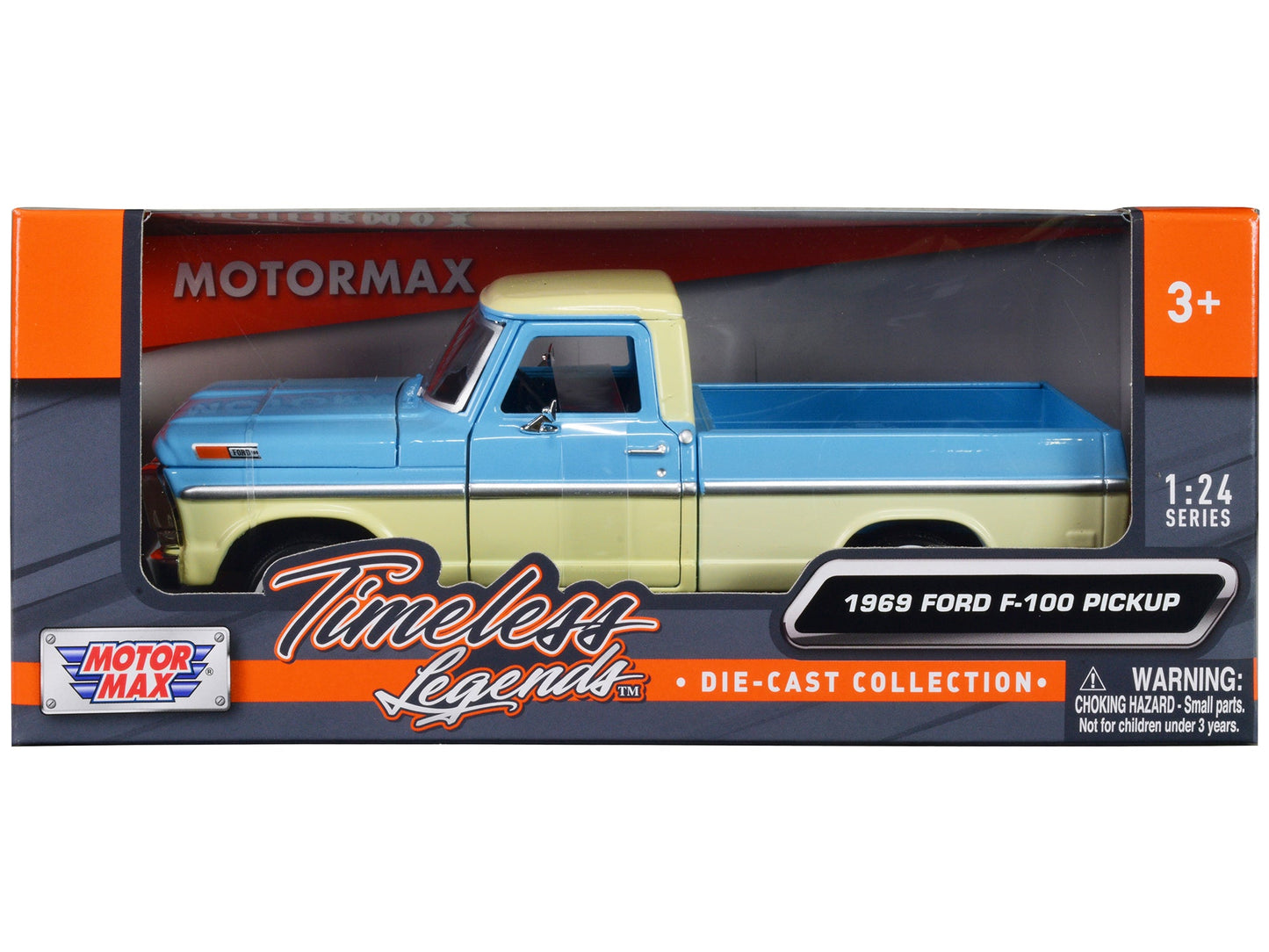 1969 Ford F-100 Pickup Truck Light Blue and Cream "Timeless Legends" Series 1/24 Diecast Model Car