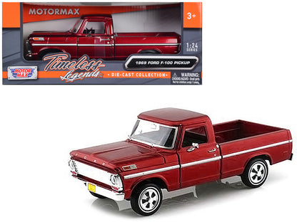 1969 Ford F-100 Pickup Truck Burgundy 1/24 Diecast Model Car