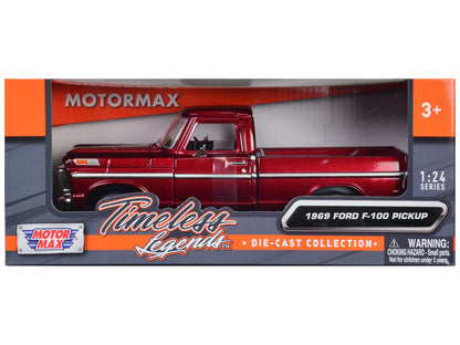 1969 Ford F-100 Pickup Truck Burgundy 1/24 Diecast Model Car