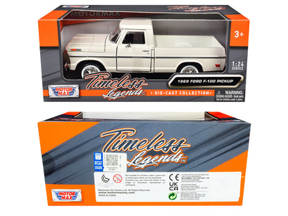 1969 Ford F-100 Pickup Truck Cream "Timeless Legends" Series 1/24 Diecast Model Car