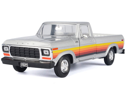 1979 Ford F-150 Custom Pickup Truck Silver Metallic with Side Stripes "American Classics" Series 1/24 Diecast Model Car