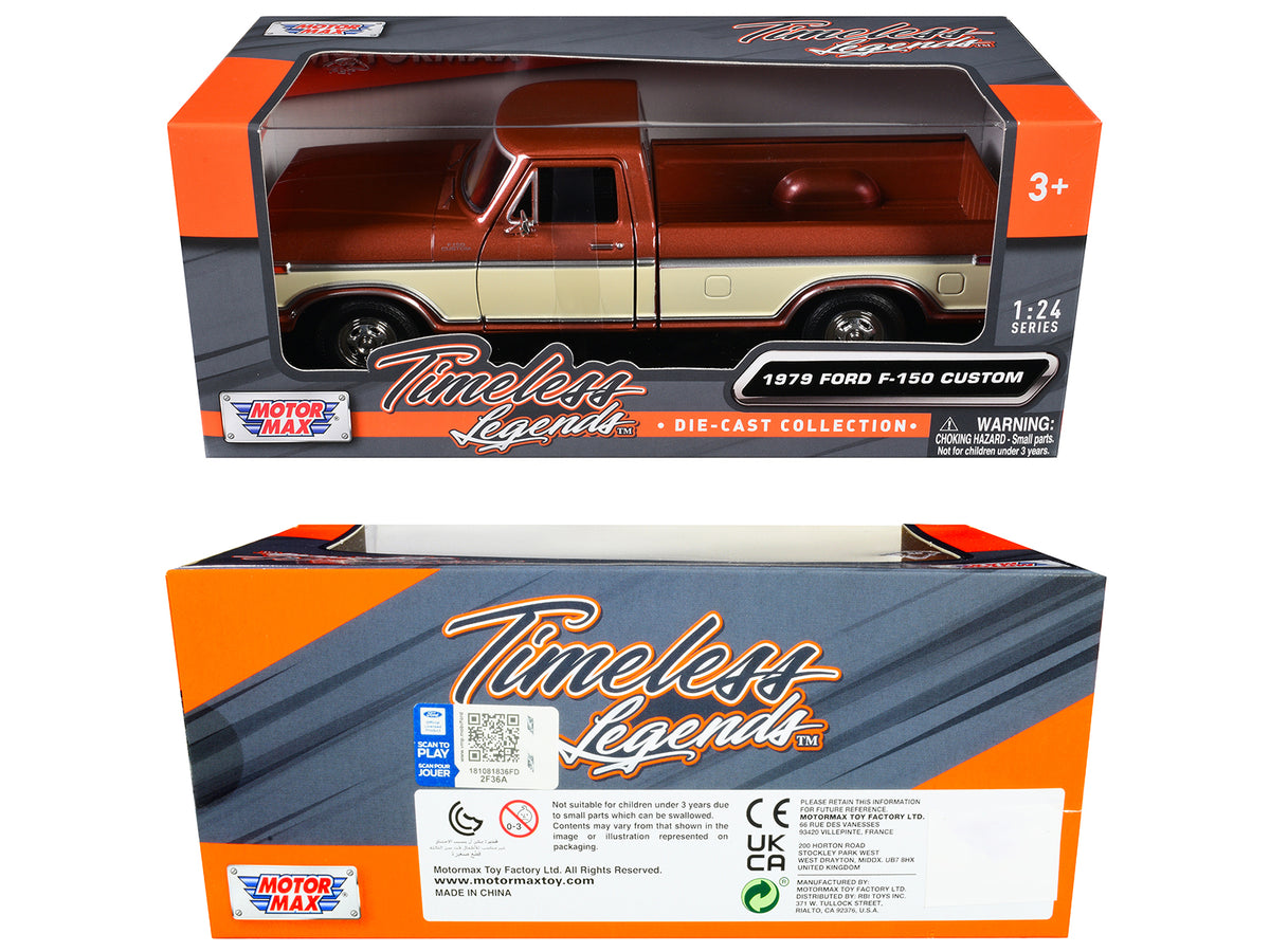 1979 Ford F-150 Custom Pickup Truck Brown Metallic and Cream "Timeless Legends" Series 1/24 Diecast Model Car