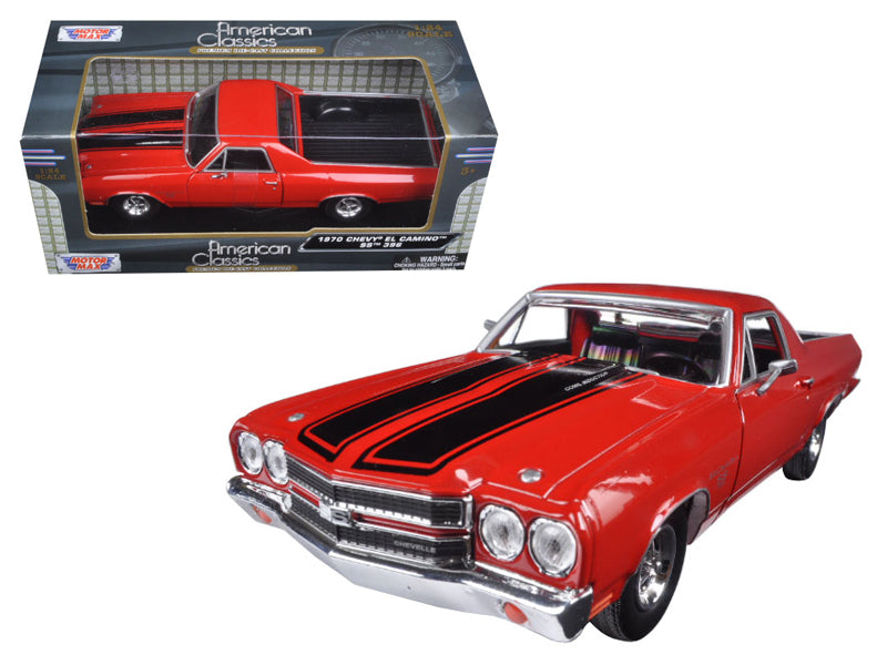 1970 Chevrolet El Camino SS 396 Red with Black Stripes 1/24 Diecast Model Car