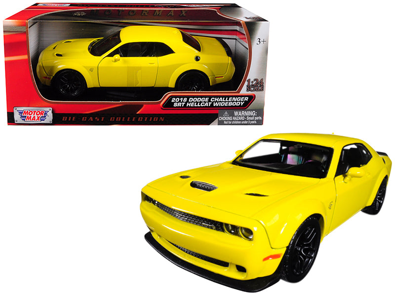 2018 Dodge Challenger SRT Hellcat Widebody Yellow 1/24 Diecast Model Car