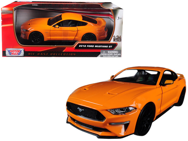 2018 Ford Mustang GT 5.0 Orange with Black Wheels 1/24 Diecast Model Car