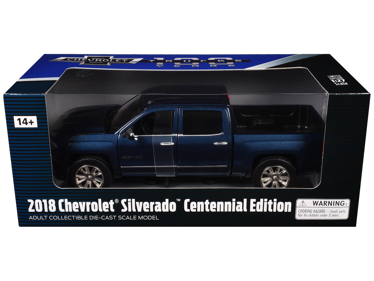 2018 Chevrolet Silverado LTZ Pickup Truck Centennial Edition Blue Metallic "100 Years Anniversary" 1/27 Diecast Model Car