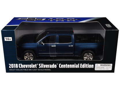 2018 Chevrolet Silverado LTZ Pickup Truck Centennial Edition Blue Metallic "100 Years Anniversary" 1/27 Diecast Model Car