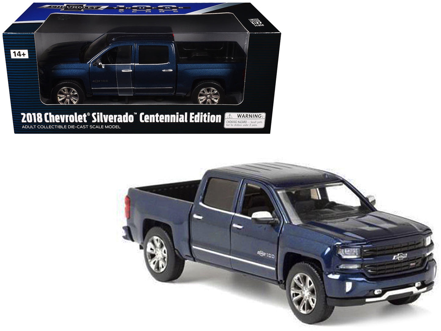 2018 Chevrolet Silverado LTZ Pickup Truck Centennial Edition Blue Metallic "100 Years Anniversary" 1/27 Diecast Model Car
