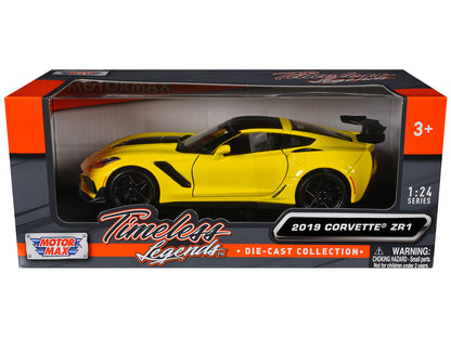 2019 Chevrolet Corvette ZR1 Yellow with Black Accents 1/24 Diecast Model Car
