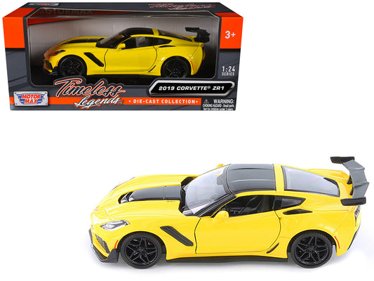 2019 Chevrolet Corvette ZR1 Yellow with Black Accents 1/24 Diecast Model Car