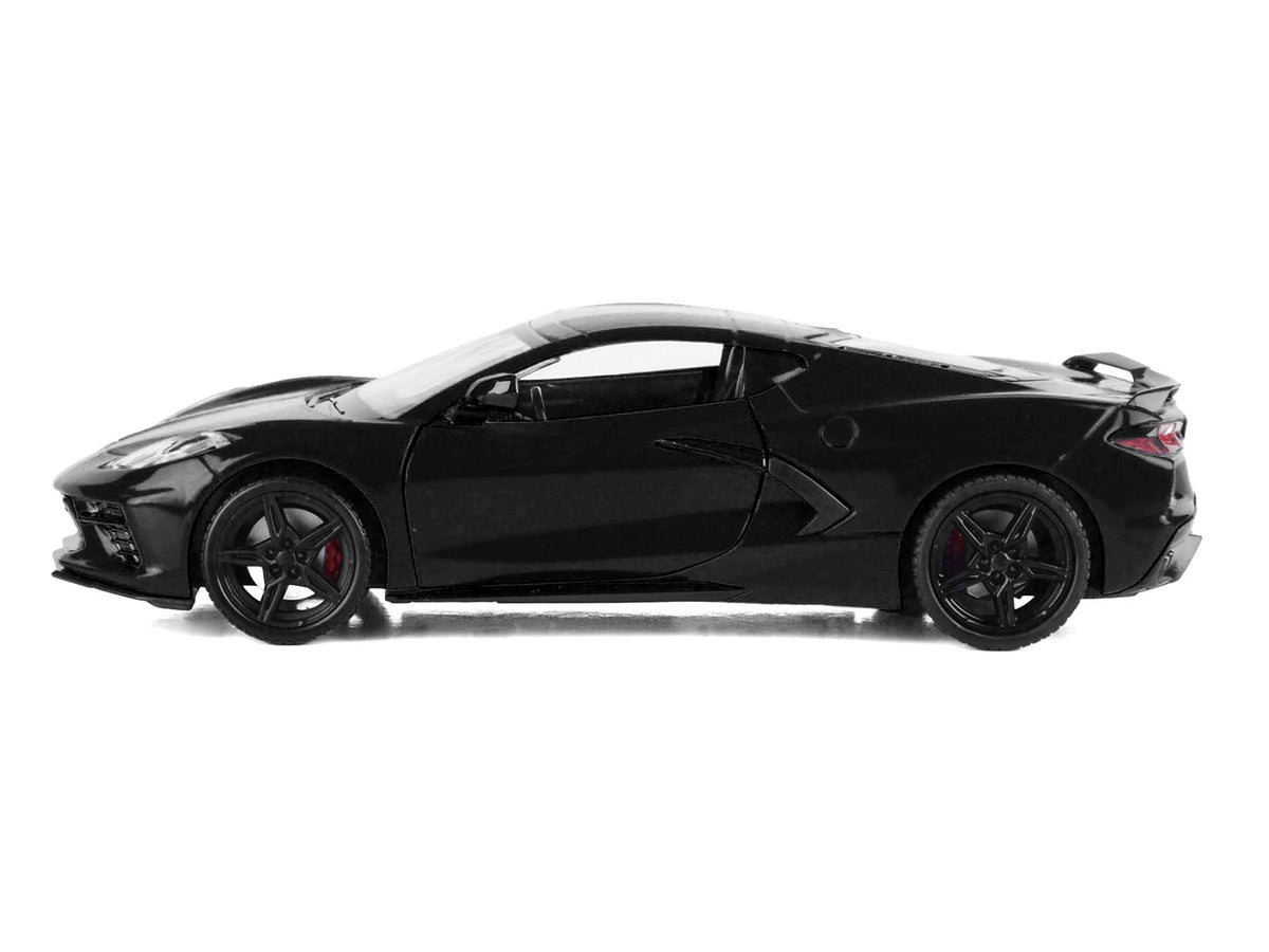2020 Chevrolet Corvette C8 Stingray Black with Silver Stripes "Timeless Legends" Series 1/24 Diecast Model Car