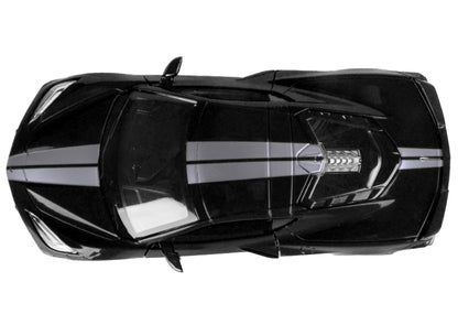 2020 Chevrolet Corvette C8 Stingray Black with Silver Stripes "Timeless Legends" Series 1/24 Diecast Model Car