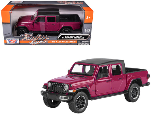 2021 Jeep Gladiator Overland Pickup Truck Purple with Matt Black Top 1/24 Diecast Model Car