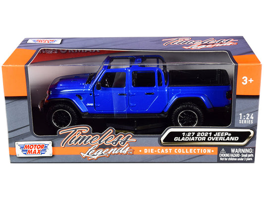 2021 Jeep Gladiator Overland (Open Top) Pickup Truck Blue Metallic 1/24-1/27 Diecast Model Car