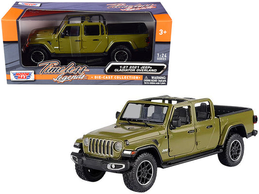2021 Jeep Gladiator Overland (Open Top) Pickup Truck Matt Green 1/24-1/27 Diecast Model Car