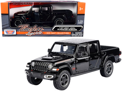 2021 Jeep Gladiator Rubicon (Closed Top) Pickup Truck Black 1/24-1/27 Diecast Model Car