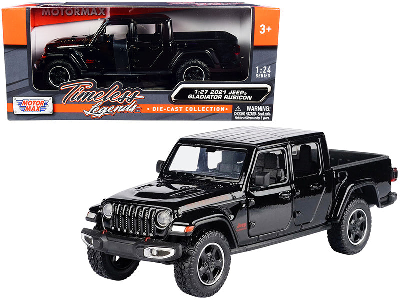 2021 Jeep Gladiator Rubicon (Closed Top) Pickup Truck Black 1/24-1/27 Diecast Model Car