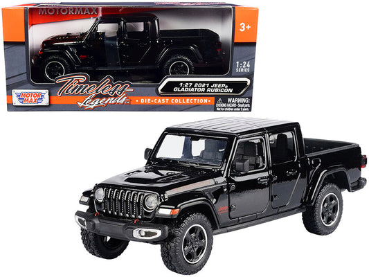 2021 Jeep Gladiator Rubicon (Closed Top) Pickup Truck Black 1/24-1/27 Diecast Model Car