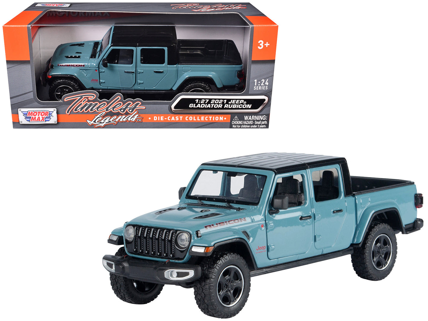 2021 Jeep Gladiator Rubicon (Closed Top) Pickup Truck Blue with Black Top 1/27 Diecast Model Car