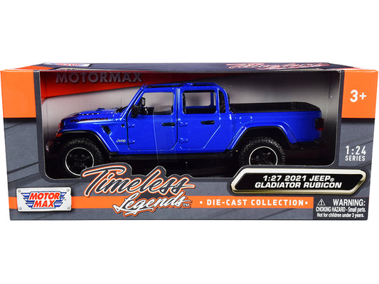 2021 Jeep Gladiator Rubicon (Open Top) Pickup Truck Blue 1/24-1/27 Diecast Model Car