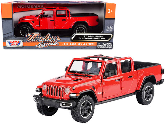2021 Jeep Gladiator Rubicon (Open Top) Pickup Truck Red 1/24-1/27 Diecast Model Car