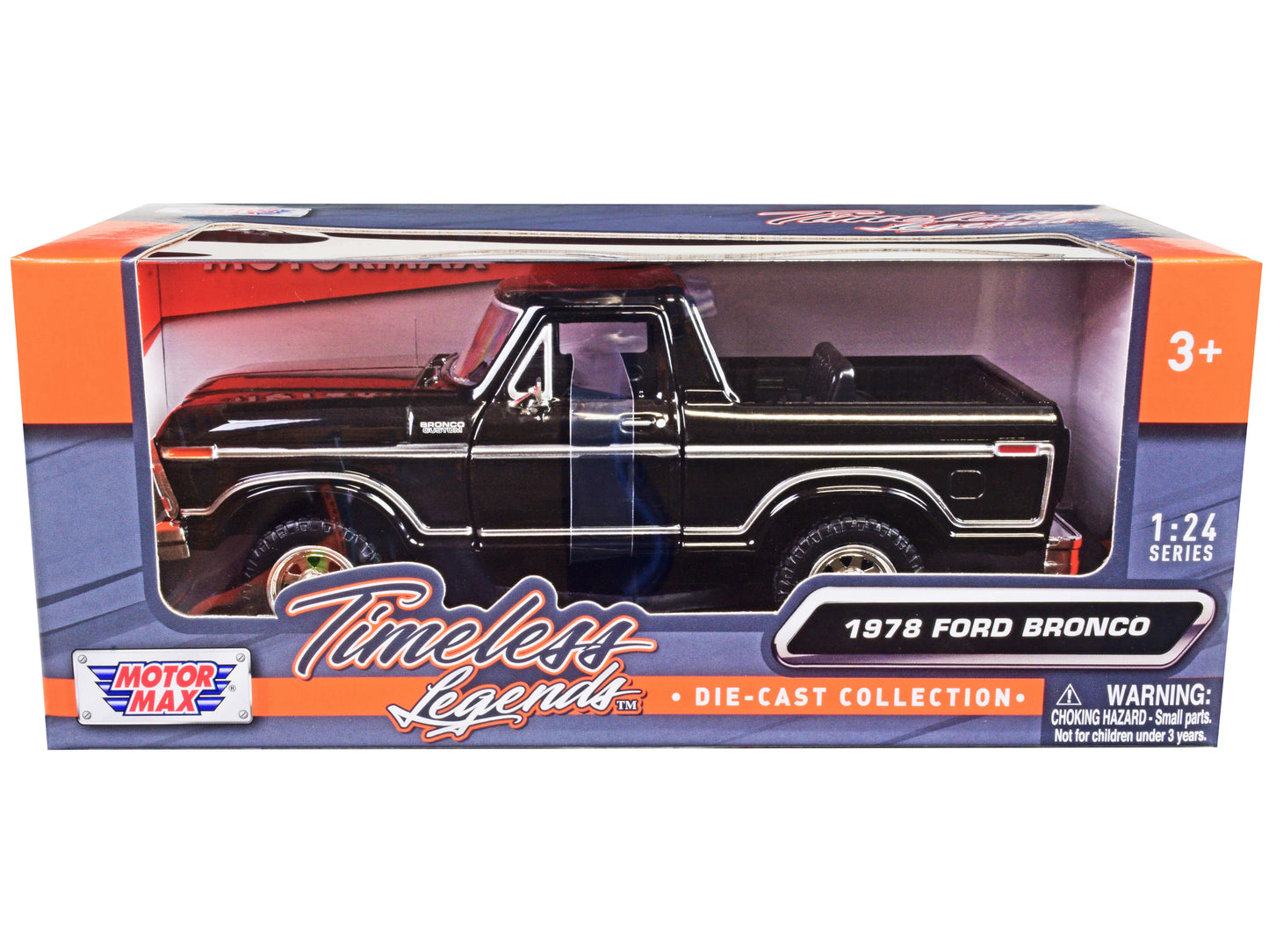 1978 Ford Bronco Custom (Open Top) Black "Timeless Legends" Series 1/24 Diecast Model Car