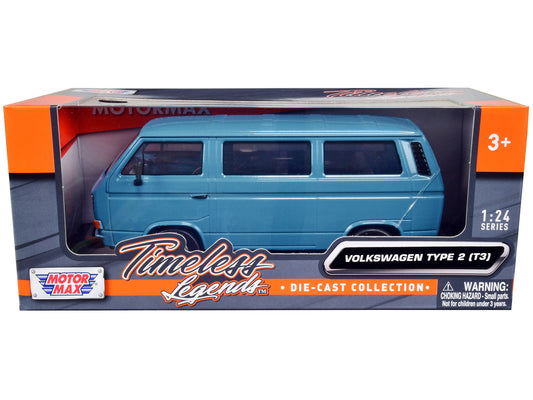 Volkswagen Type 2 (T3) Van Blue "Timeless Legends" Series 1/24 Diecast Model Car