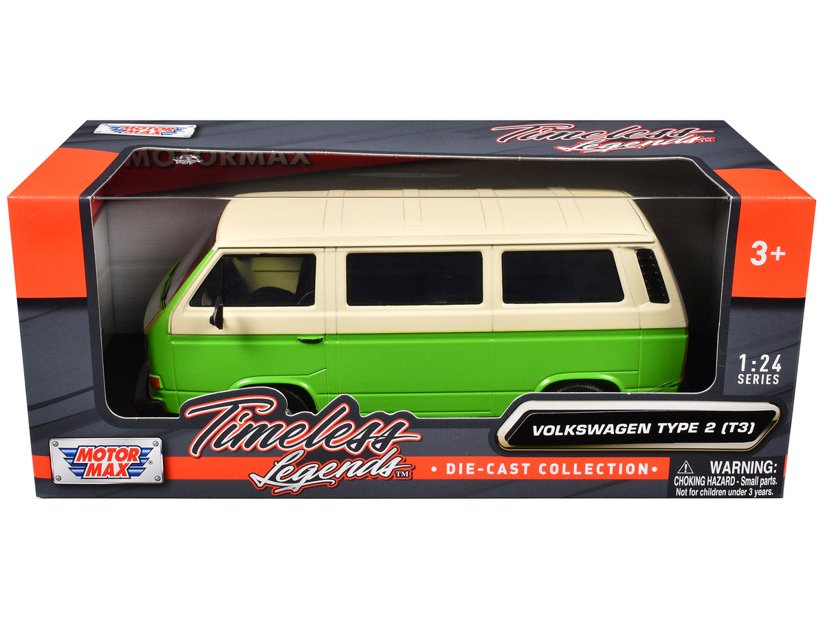 Volkswagen Type 2 (T3) Van Green and Beige "Timeless Legends" Series 1/24 Diecast Model Car