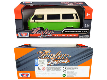 Volkswagen Type 2 (T3) Van Green and Beige "Timeless Legends" Series 1/24 Diecast Model Car