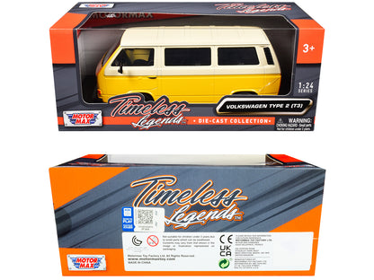 Volkswagen Type 2 (T3) Van Yellow and Beige "Timeless Legends" Series 1/24 Diecast Model Car