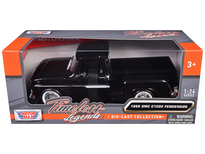 1966 GMC C1000 Fenderside Pickup Truck Black "Timeless Legends" Series 1/24 Diecast Model Car