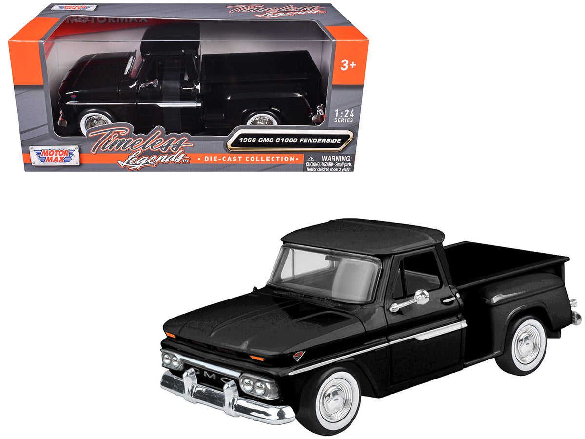 1966 GMC C1000 Fenderside Pickup Truck Black "Timeless Legends" Series 1/24 Diecast Model Car