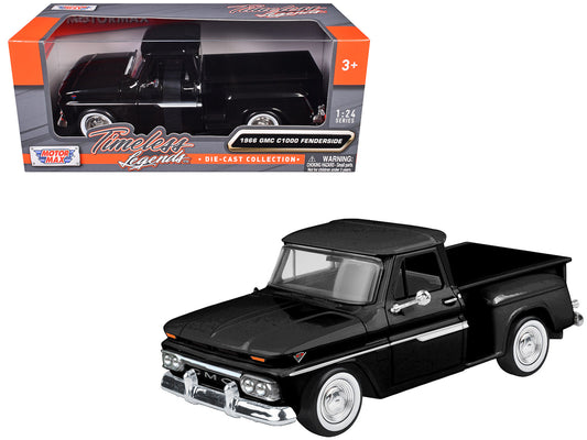 1966 GMC C1000 Fenderside Pickup Truck Black "Timeless Legends" Series 1/24 Diecast Model Car