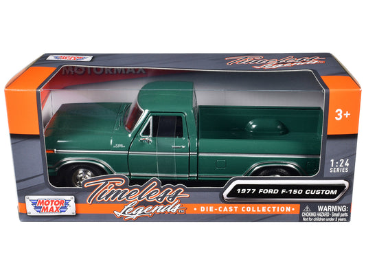 1977 Ford F-150 Custom Pickup Truck Green "Timeless Legends" Series 1/24 Diecast Model Car