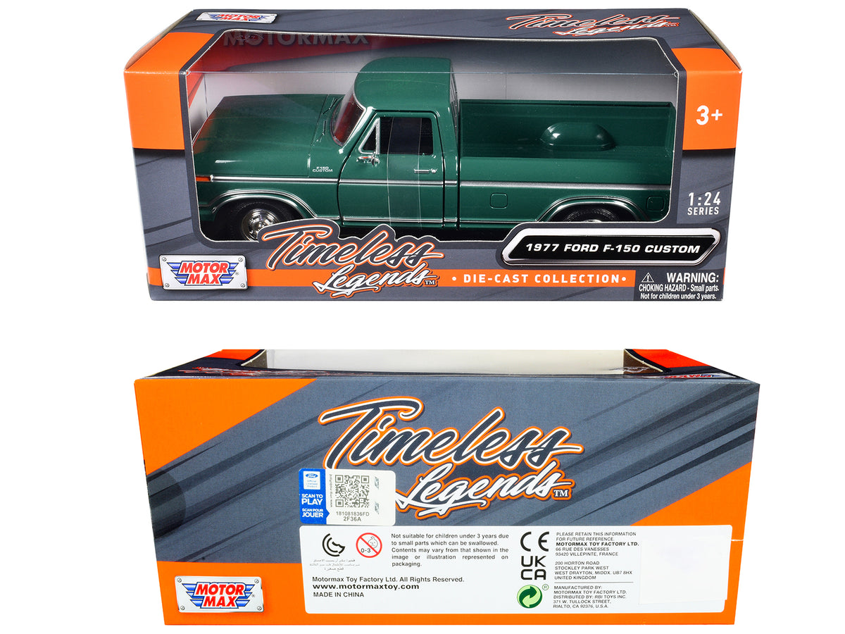 1977 Ford F-150 Custom Pickup Truck Green "Timeless Legends" Series 1/24 Diecast Model Car