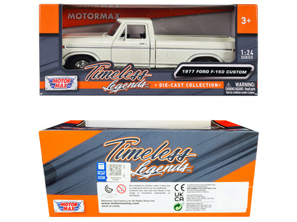 1977 Ford F-150 Custom Pickup Truck White "Timeless Legends" Series 1/24 Diecast Model Car