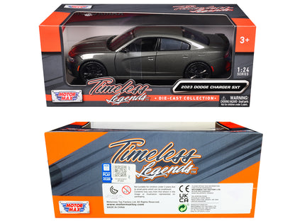 2023 Dodge Charger SXT Gray Metallic "Timeless Legends" Series 1/24 Diecast Model Car