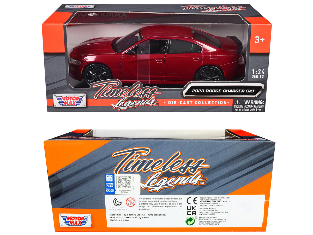 2023 Dodge Charger SXT Red Metallic "Timeless Legends" Series 1/24 Diecast Model Car
